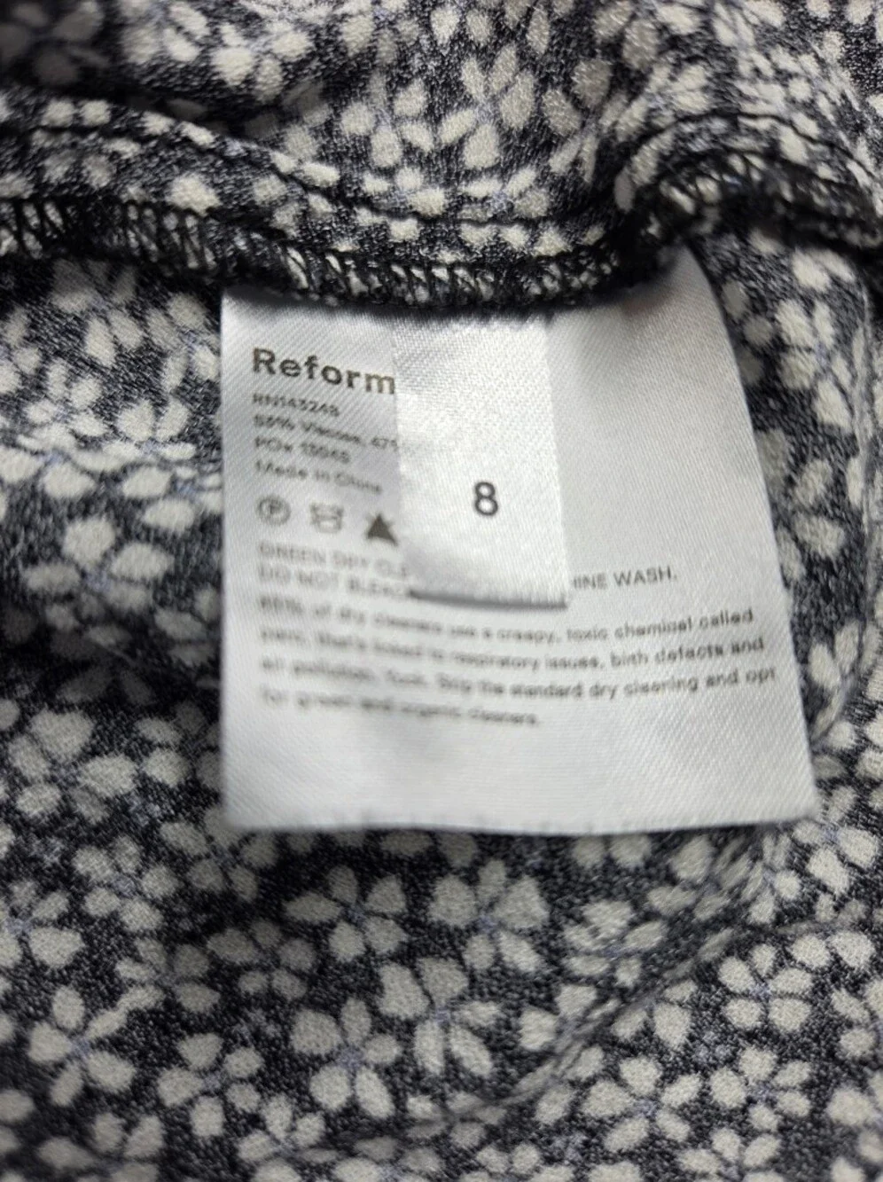 Reformation A-Line Long Bea Skirt Size 8 Black And White Daisy Flowers